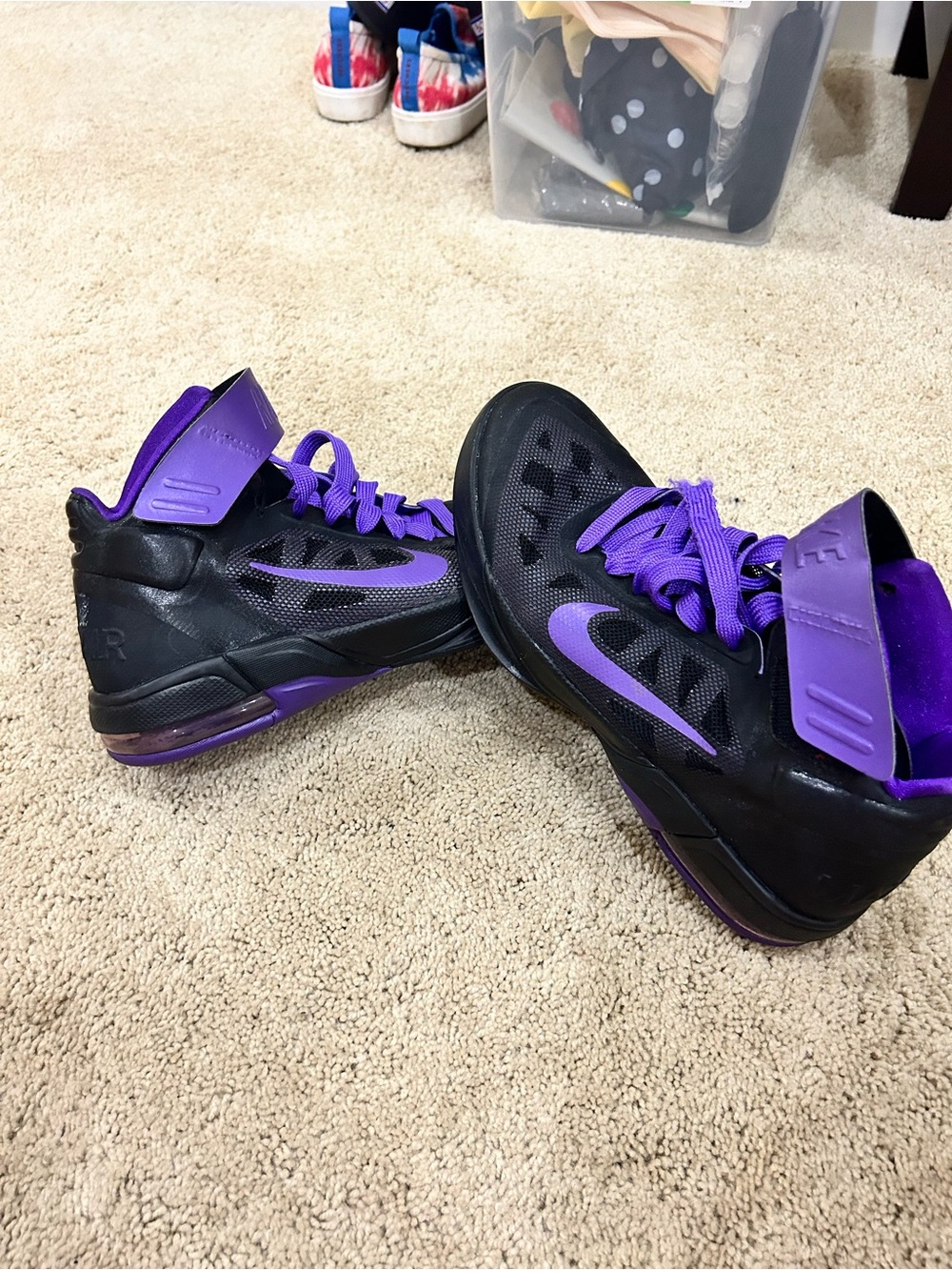 Nike Hyperfuse Max Air Black and Purple Mid-Top Basketball Shoes